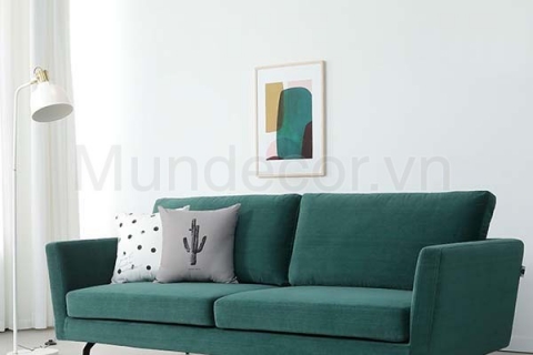 Sofa văng xanh chất liệu nỉ cho phòng khách SV305