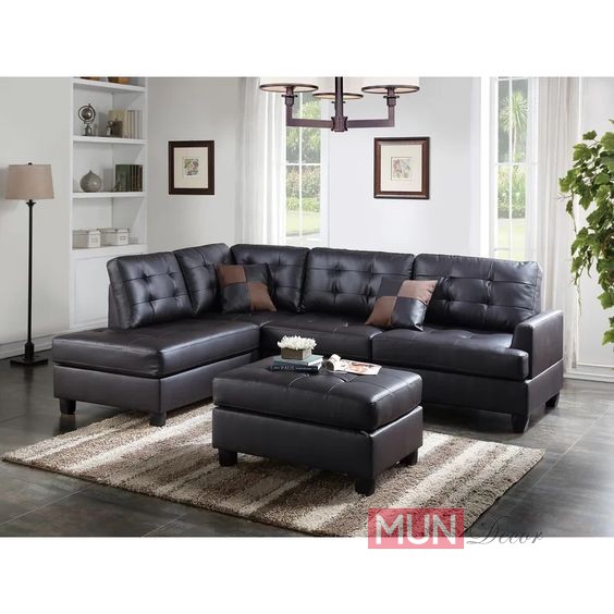 Ghế sofa da đen SD035